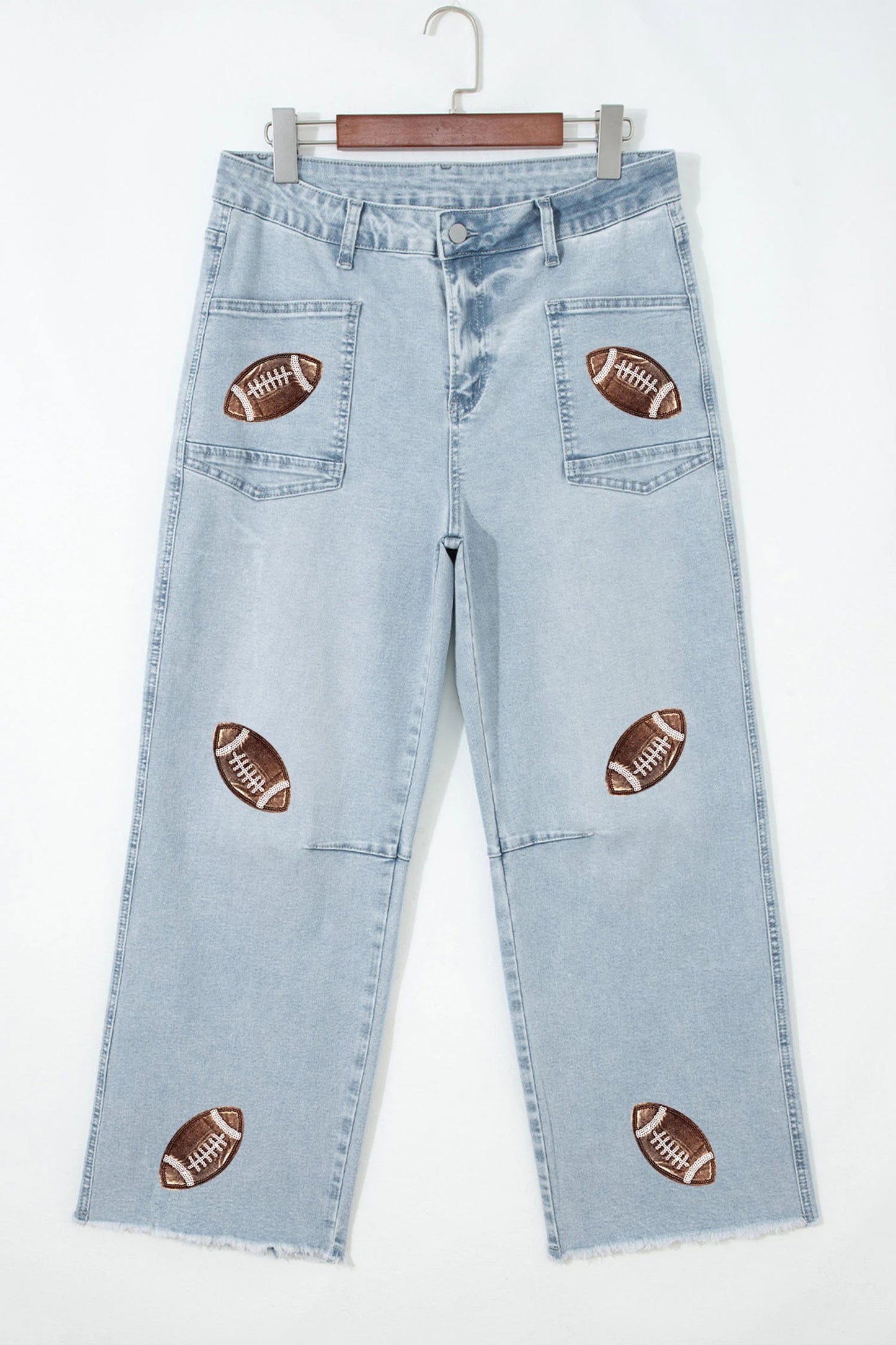 PREORDER: Football Sequin Patch Jeans