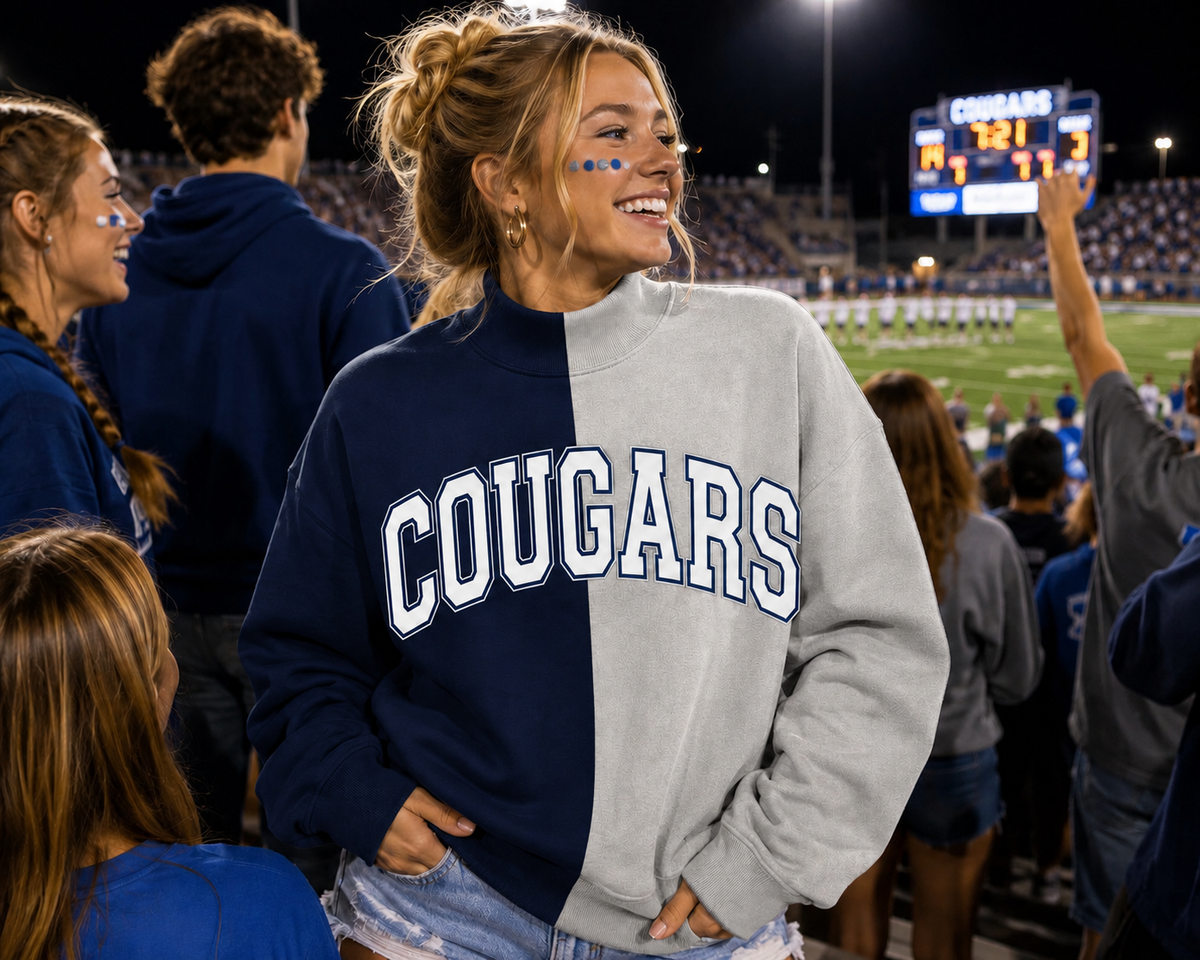 PRE ORDER SPLIT MOCK NECK cougars