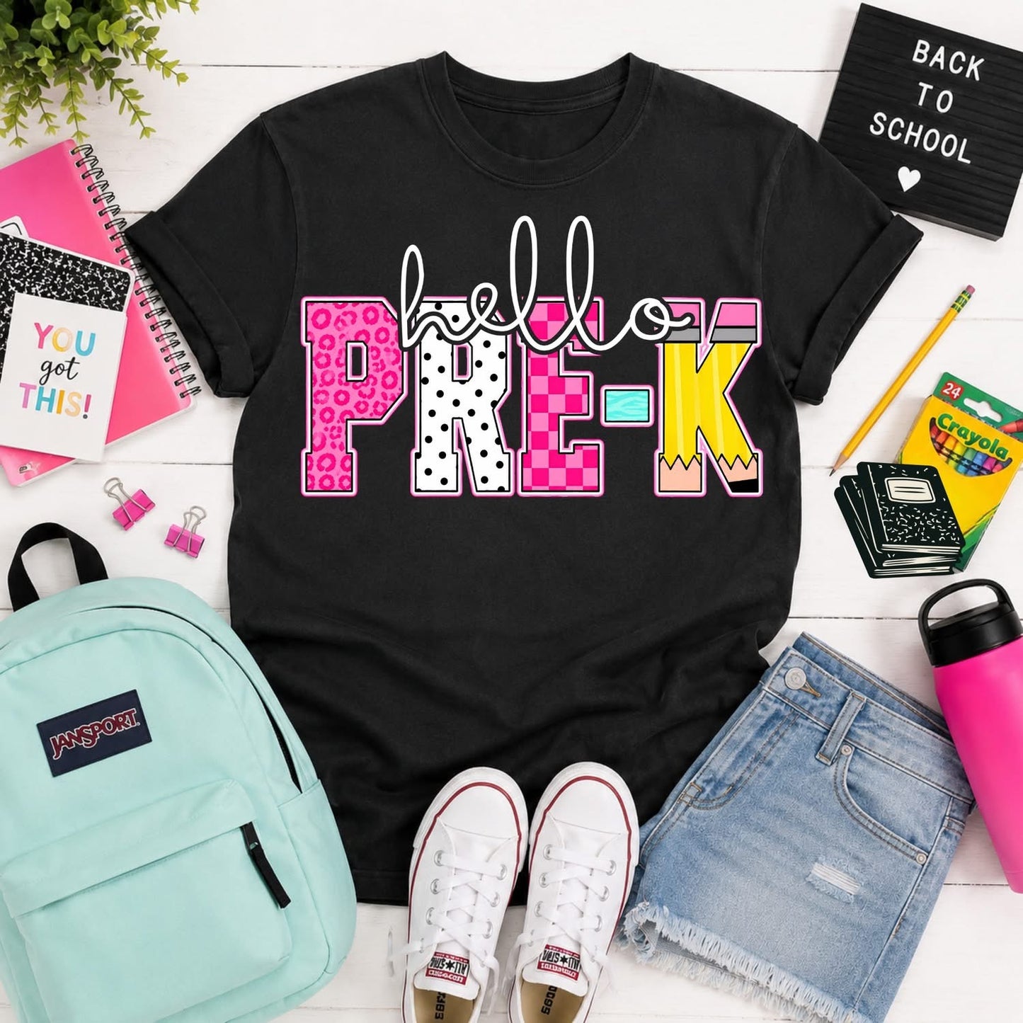 HELLO … back to school pencil pink pre-K -> 6th grade