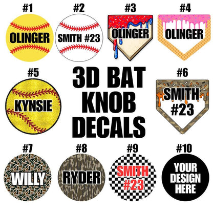 3D bat knob decals