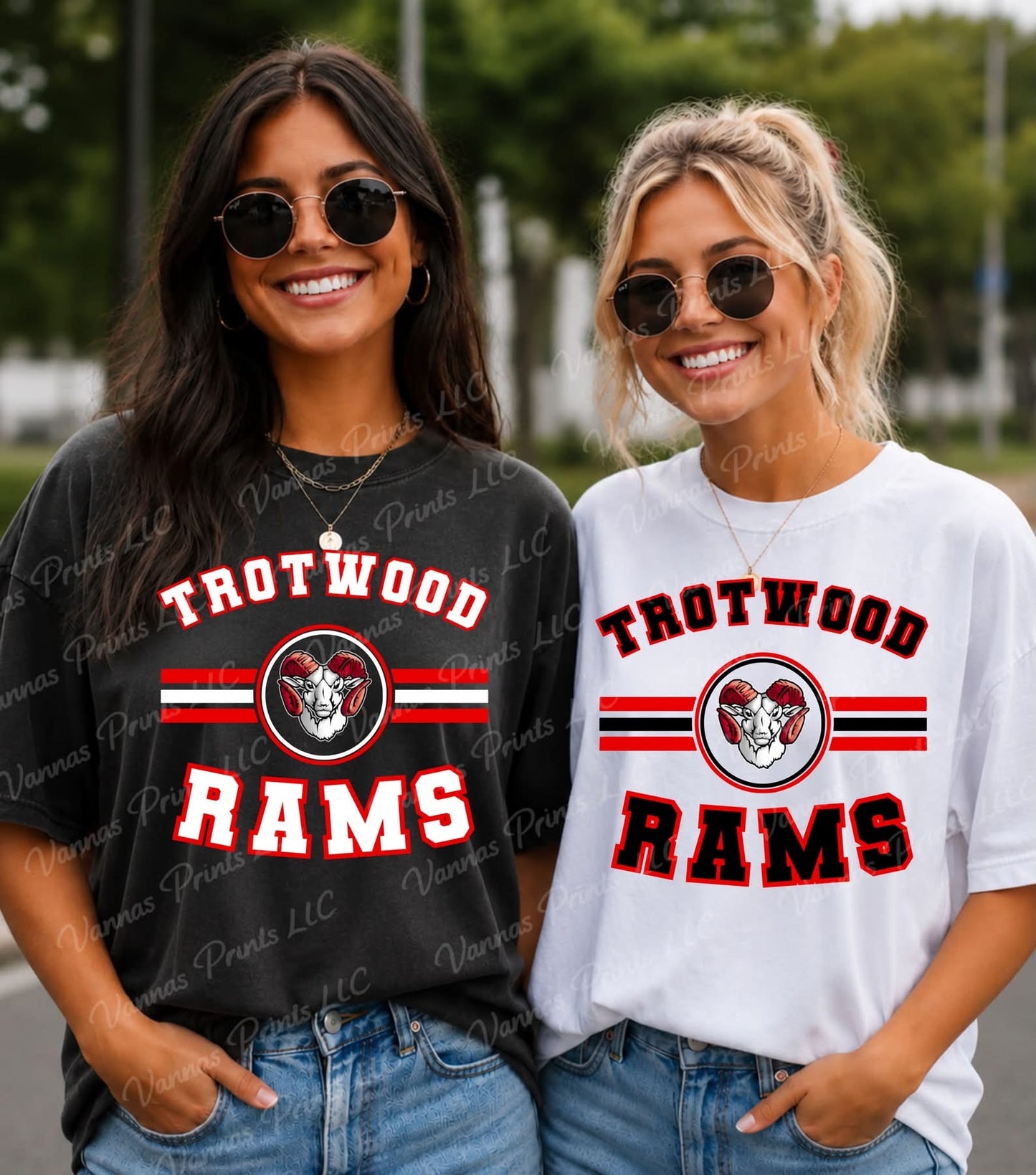 Trotwood Rams Striped Circle Mascot School Spirit
