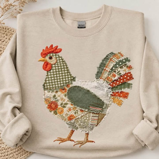 Faux patch work Rooster