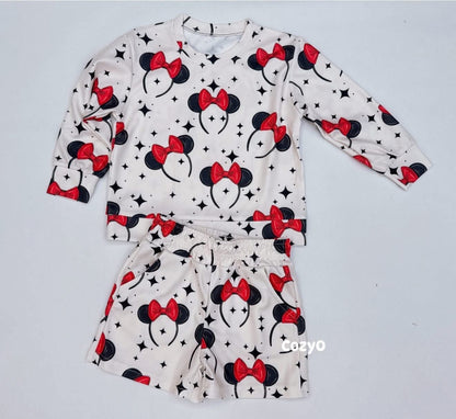 Pre Order waffle set long sleeve top + shorts