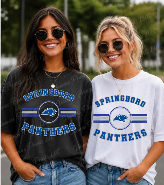 Springboro Panthers Striped Circle Mascot School Spirit