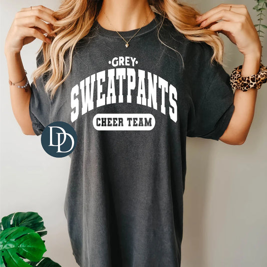 Grey sweatpants cheer team