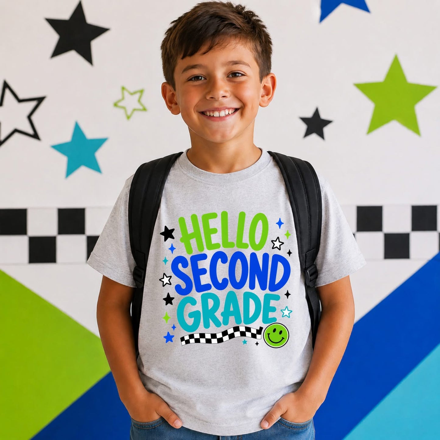 HELLO … back to school green + blue pre-k —> 6th grade