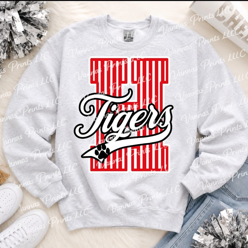 Heflin Tigers Striped Initial School Spirit