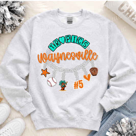 Custom Waynesville Tropics baseball Bracelet Charms