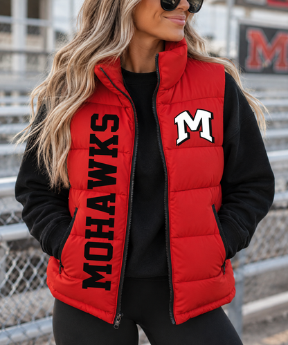 PRE ORDER- Mommy & Me Puffer Vest - Madison Mohawks white logo