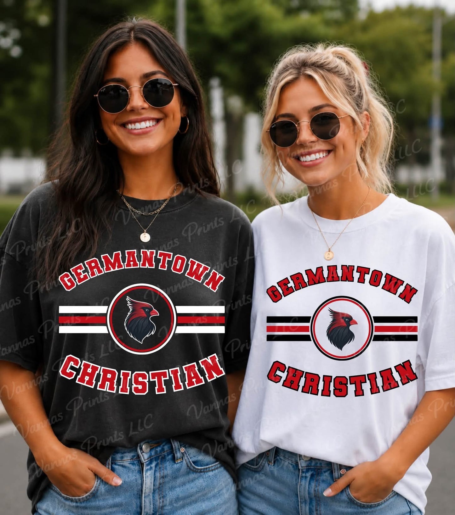 Germantown Christian Striped Circle Mascot School Spirit