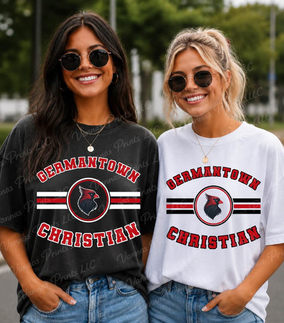 Germantown Christian Striped Circle Mascot School Spirit