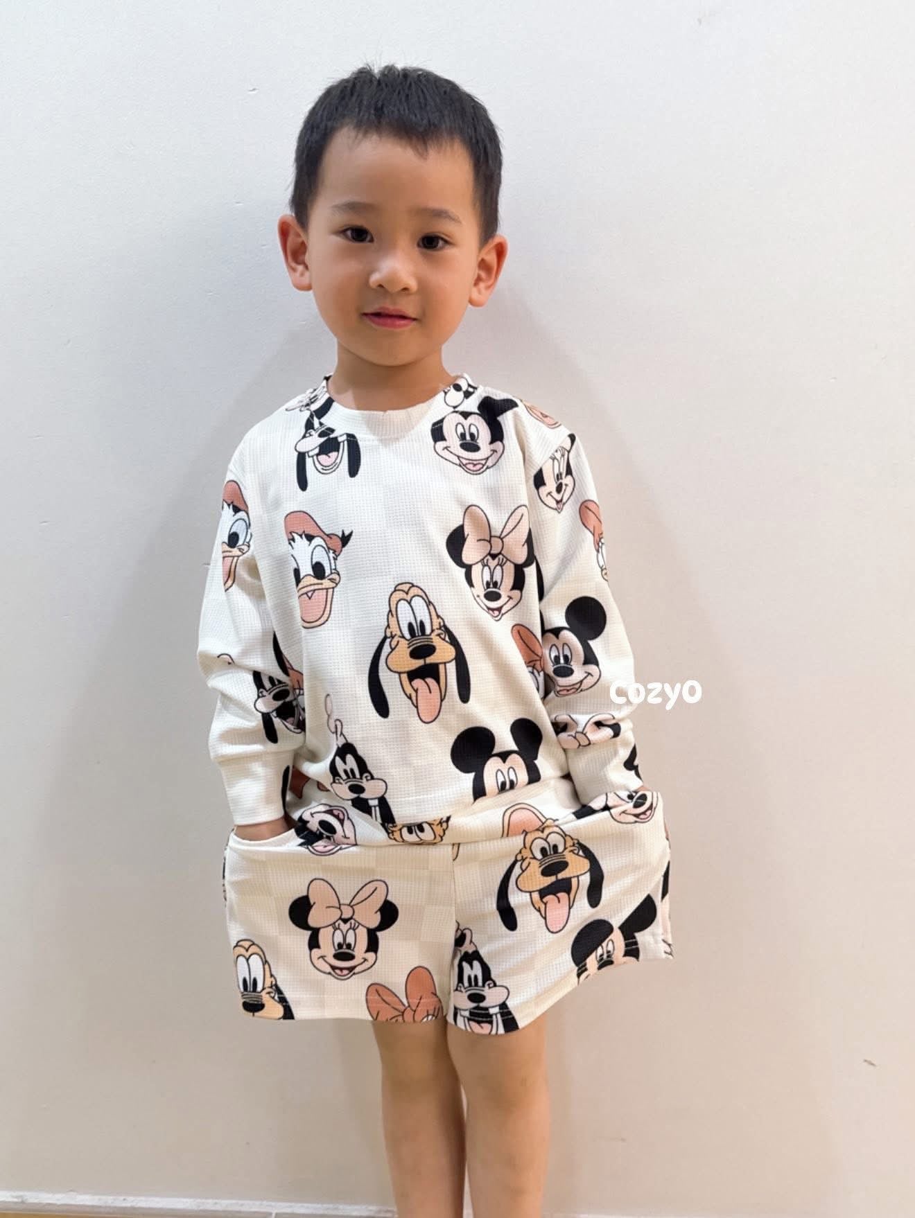 Pre Order waffle set long sleeve top + shorts