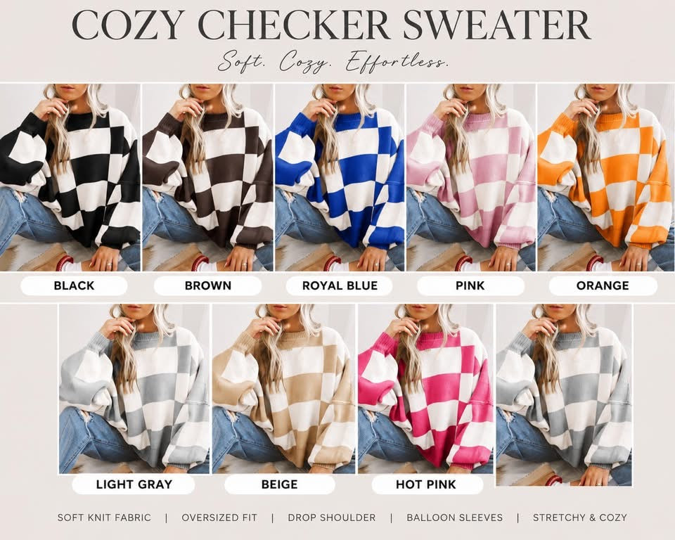 Pre - Order Cozy Checkered Sweater