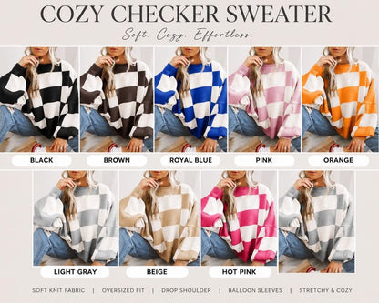 Pre - Order Cozy Checkered Sweater