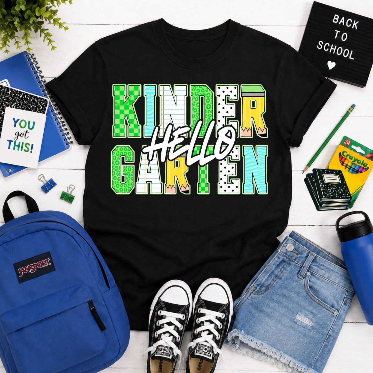 HELLO … back to school pencil green pre-K -> 6th grade