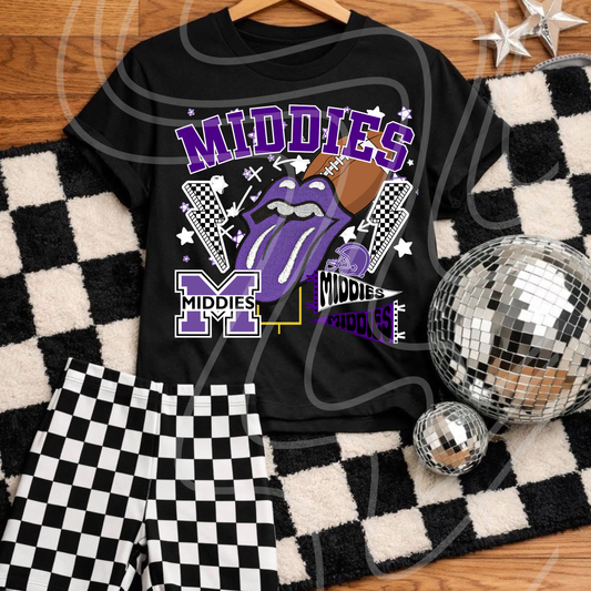Middies football tongue lightening bolts