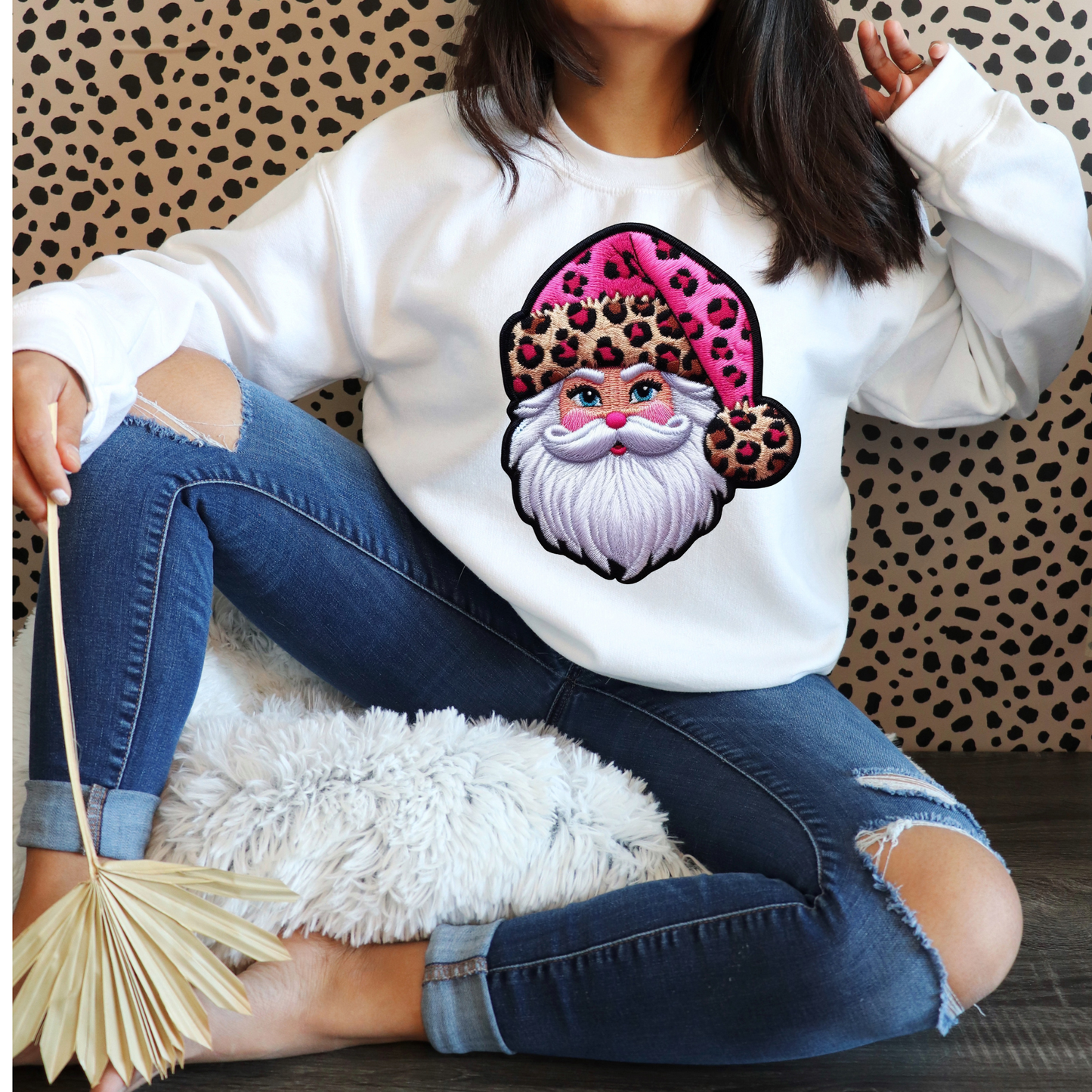 Pink and cheatah print santa