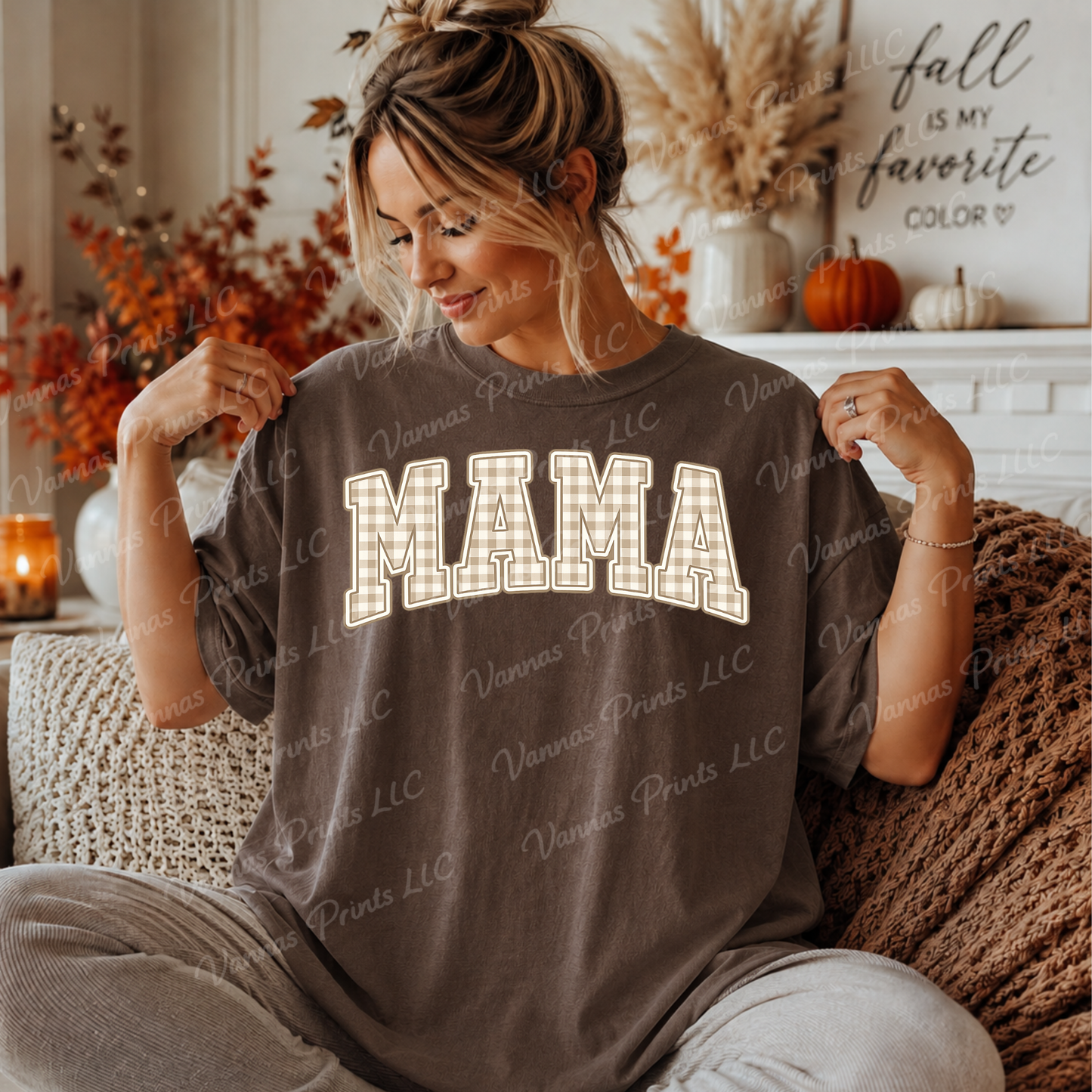 Mama in cream gingham