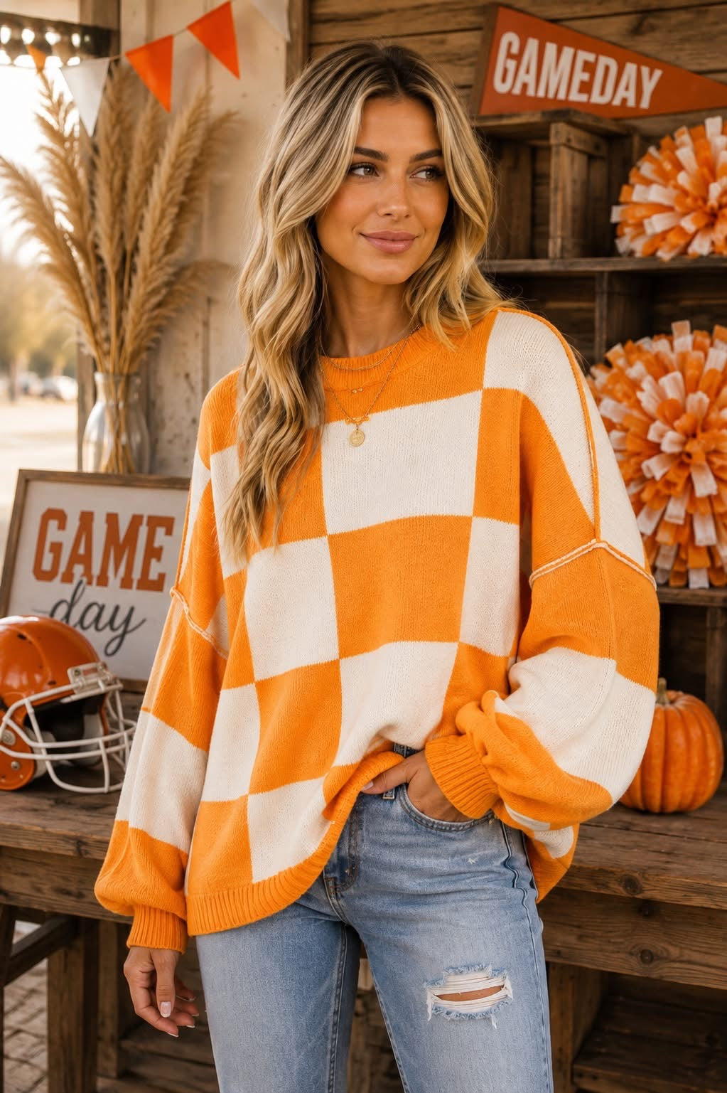 Pre - Order Cozy Checkered Sweater