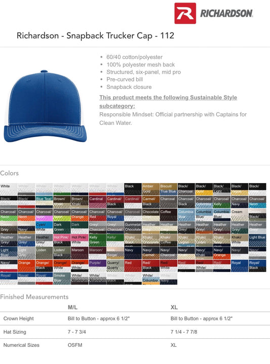 Custom Adult Richard 112 hats w/ leather patch