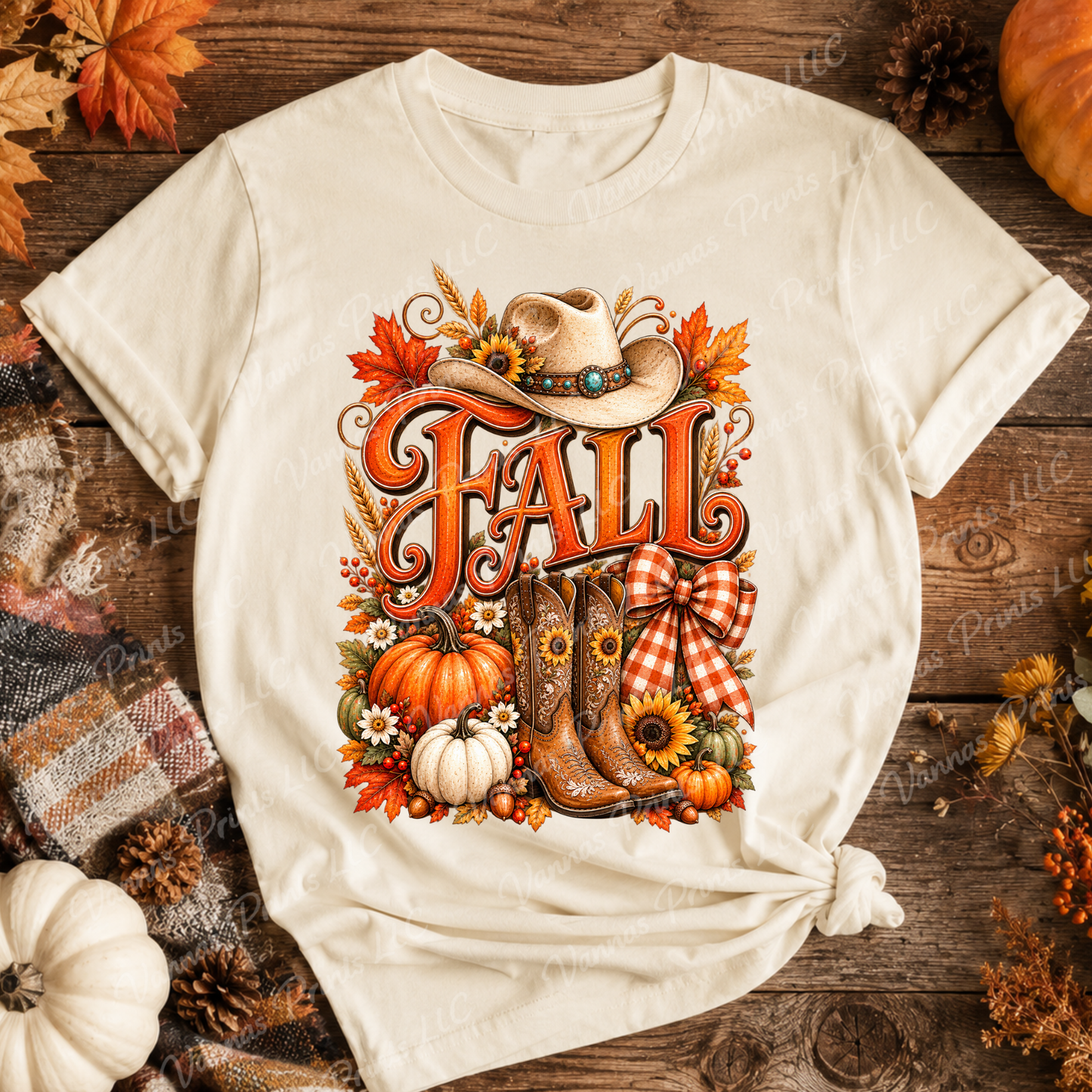 Fall with cowgirl hat and boots