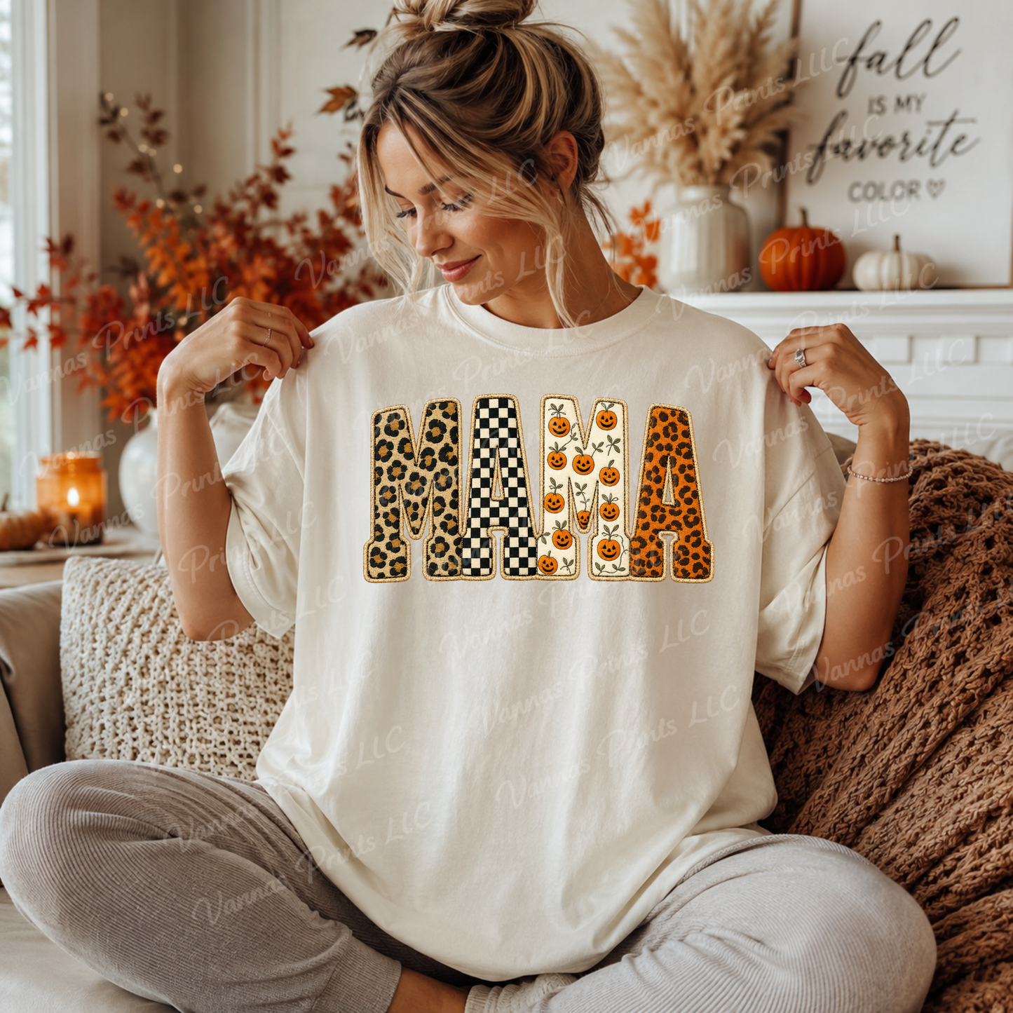 Pumpkin Patch Faux Appliqué Mama