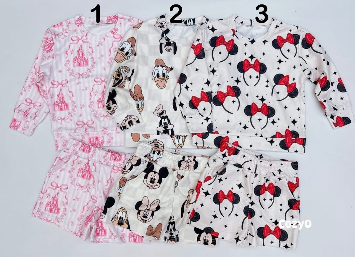 Pre Order waffle set long sleeve top + shorts