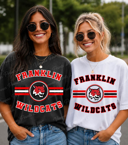 Franklin Wildcats Striped Circle Mascot School Spirit