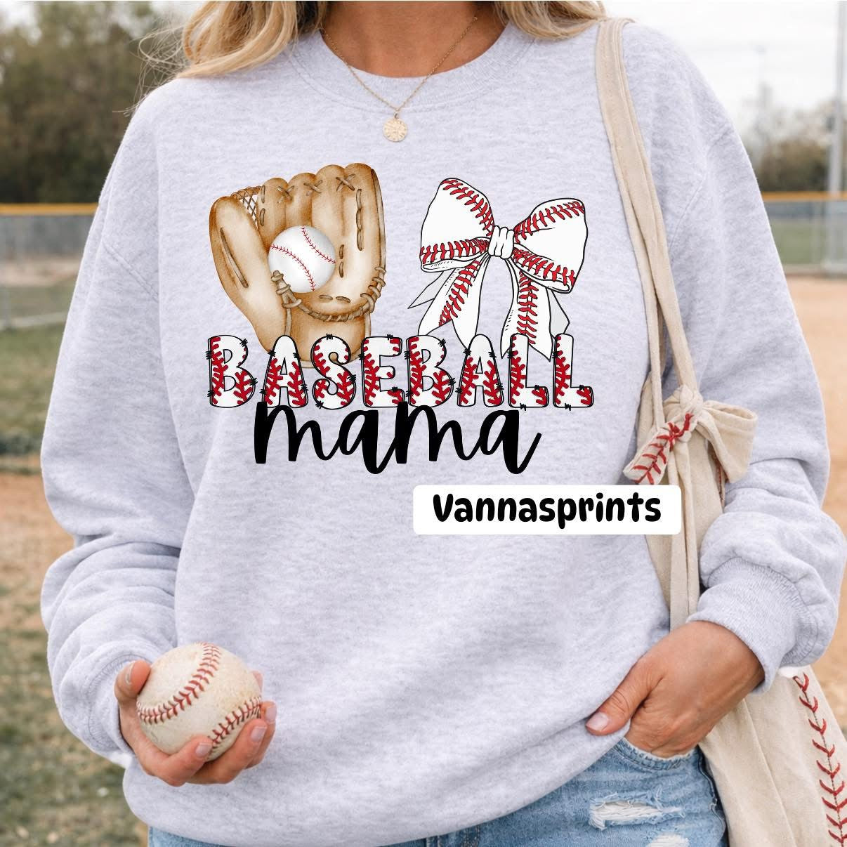 Baseball mama — title can be customized to grandma, nana, sister etc..