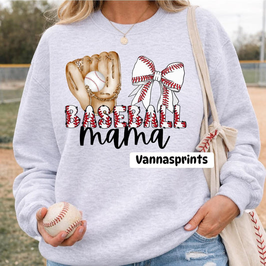Baseball mama — title can be customized to grandma, nana, sister etc..