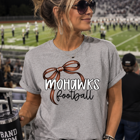 Thin ribbon football bow - Mohawks