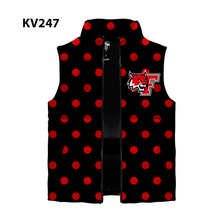 PRE ORDER- Mommy & Me Puffer Vest -Franklin Wildcats  polka dots