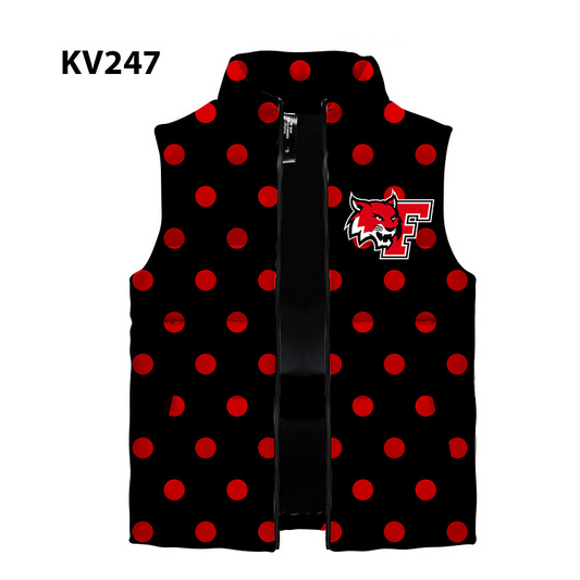 PRE ORDER- Mommy & Me Puffer Vest -Franklin Wildcats  polka dots