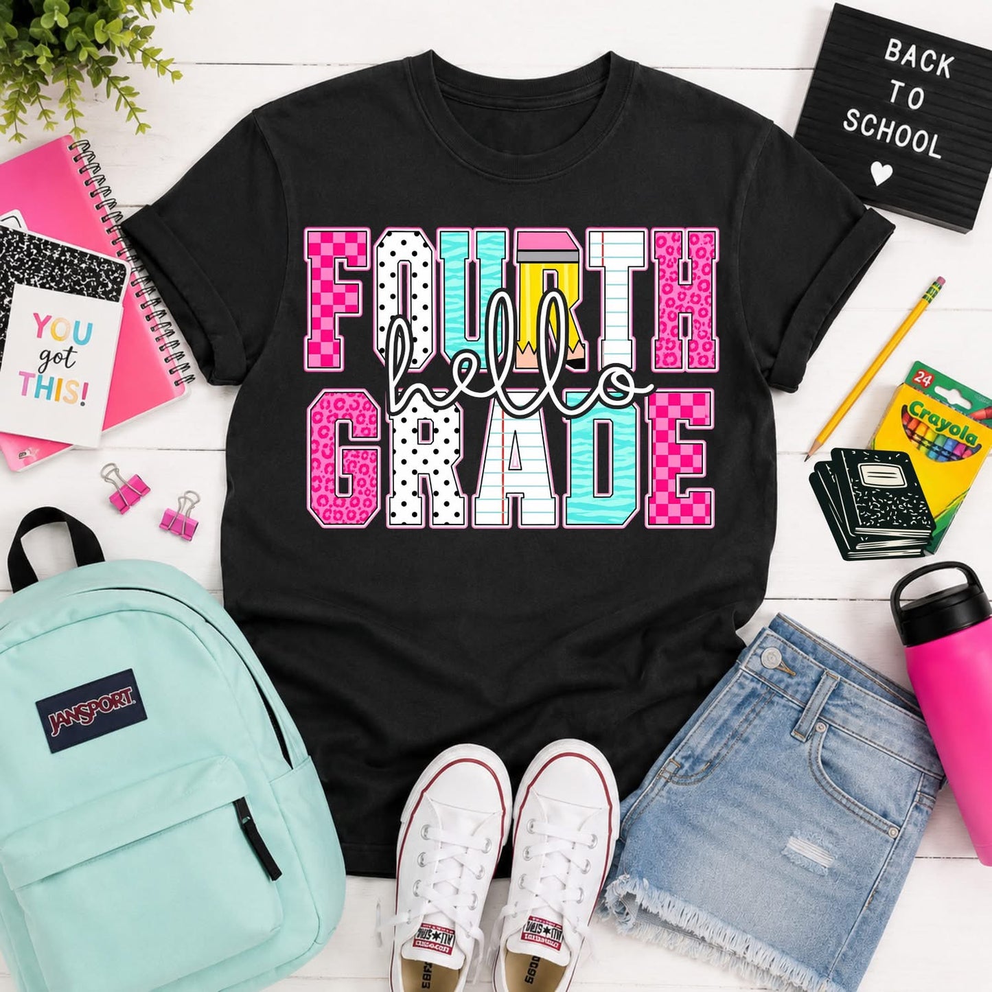 HELLO … back to school pencil pink pre-K -> 6th grade