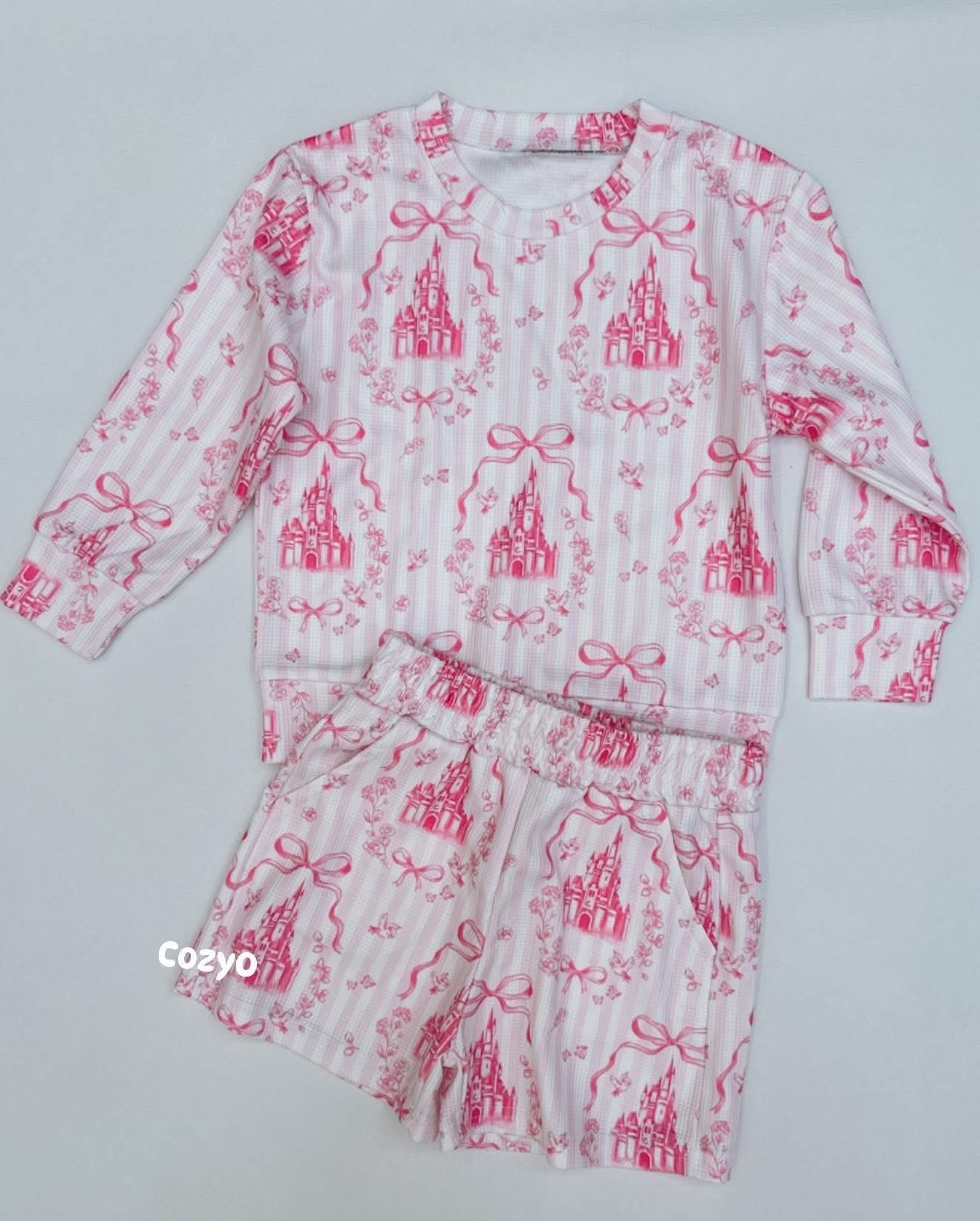 Pre Order waffle set long sleeve top + shorts