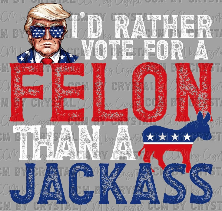 I’d rather vote for a felon - in white