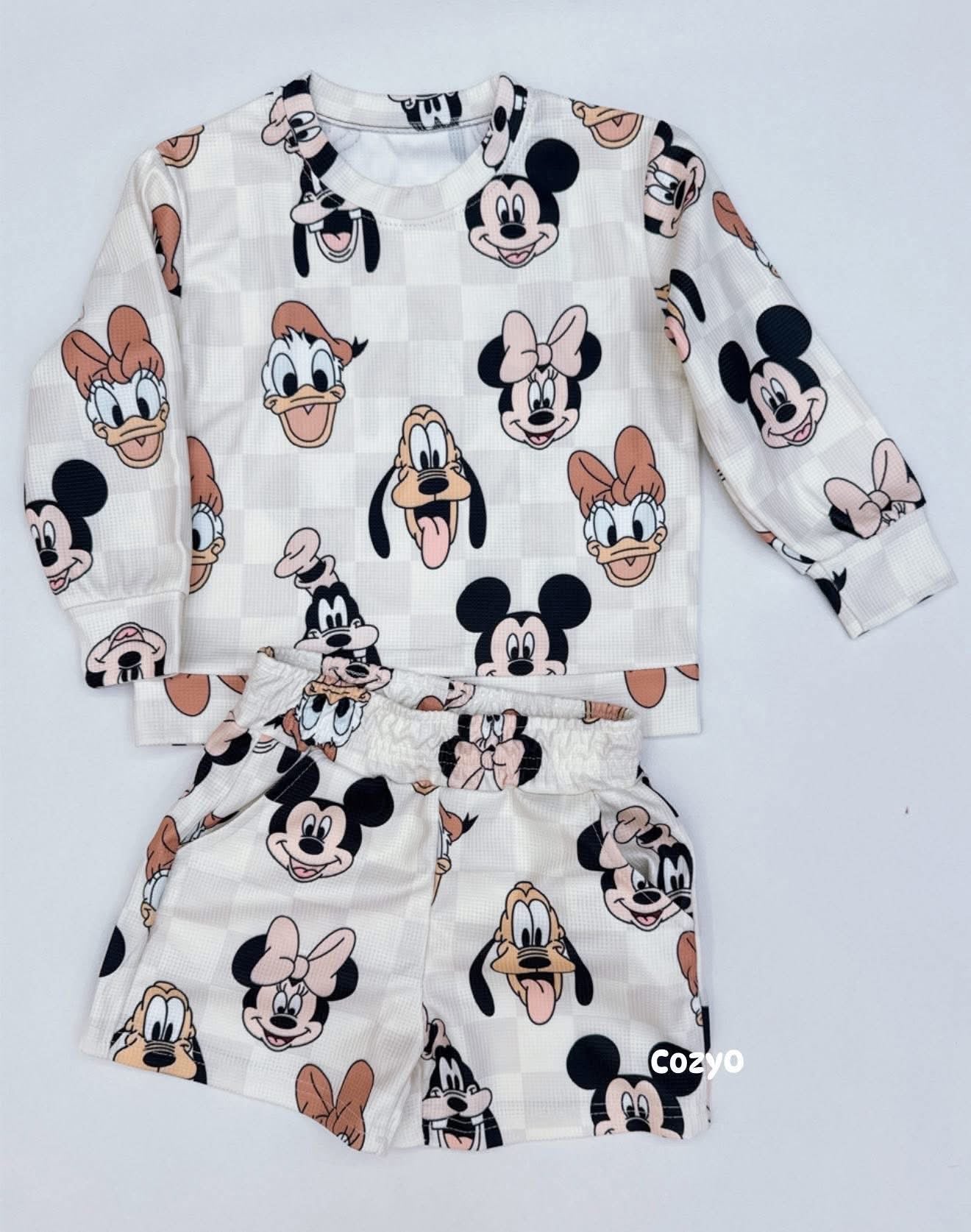 Pre Order waffle set long sleeve top + shorts