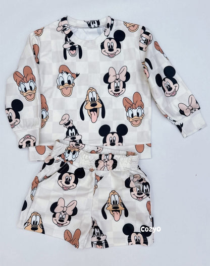 Pre Order waffle set long sleeve top + shorts