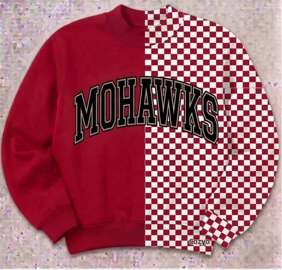 PRE ORDER SPLIT MOCK NECK Mohawks with polka dots