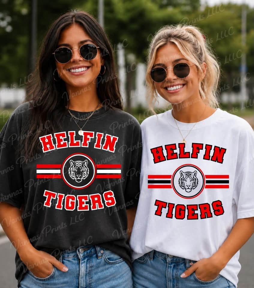 Heflin Tigers Striped Circle Mascot School Spirit