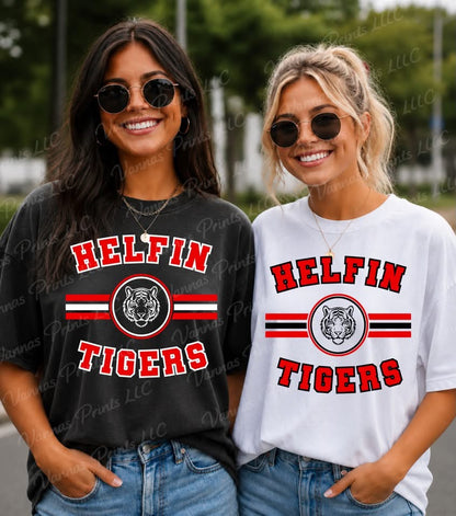 Heflin Tigers Striped Circle Mascot School Spirit